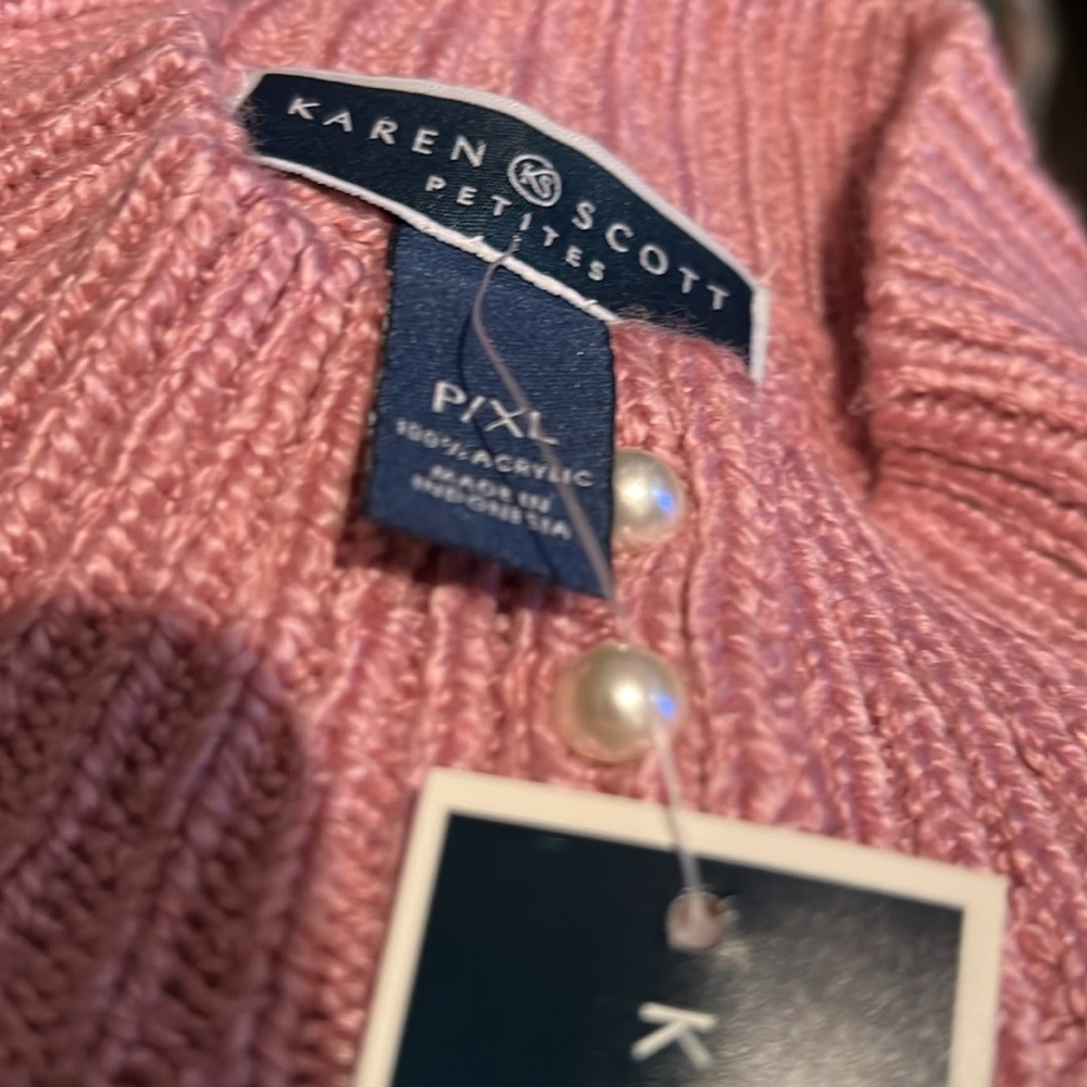 Karen Scott Women’s Pink Cable Knit Sweater Sz Petite XL NEW - Picture 7 of 7